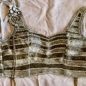 Designer Silver Sari Blouse